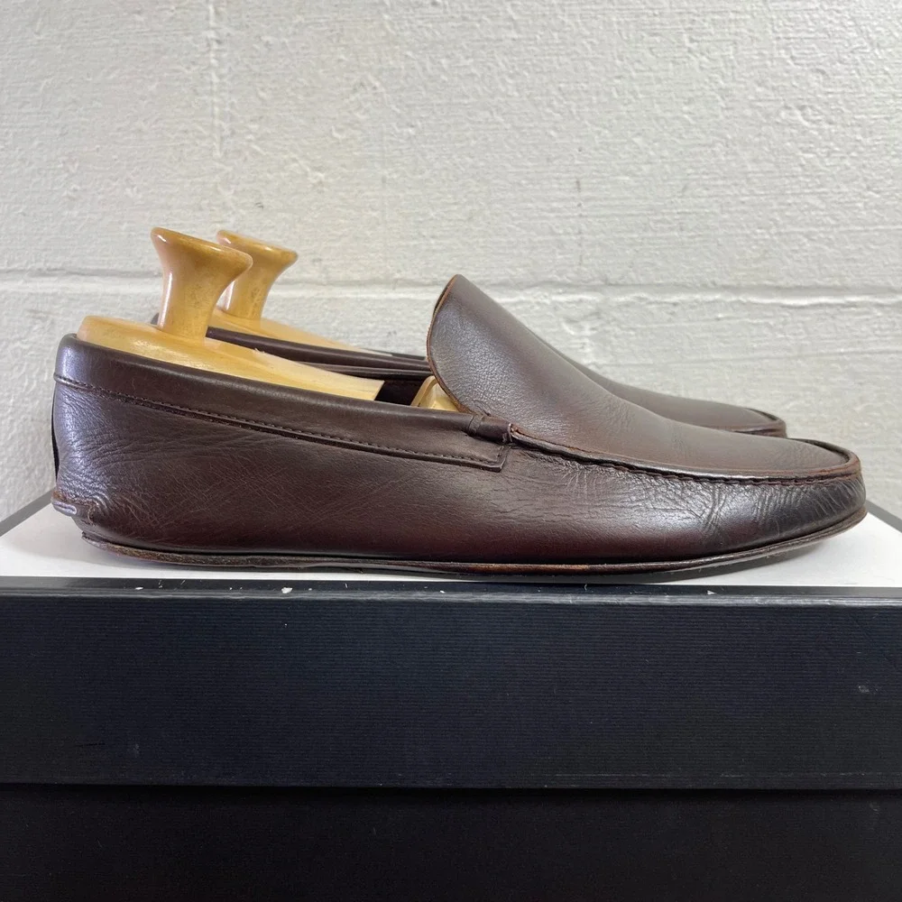 Jil Sanders Brown Leather Loafers Slip On Dress Shoes Mens 10 D Italy Made